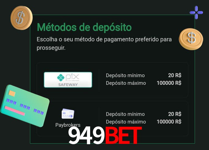O cassino 949BET oferece uma grande variedade de métodos de pagamento